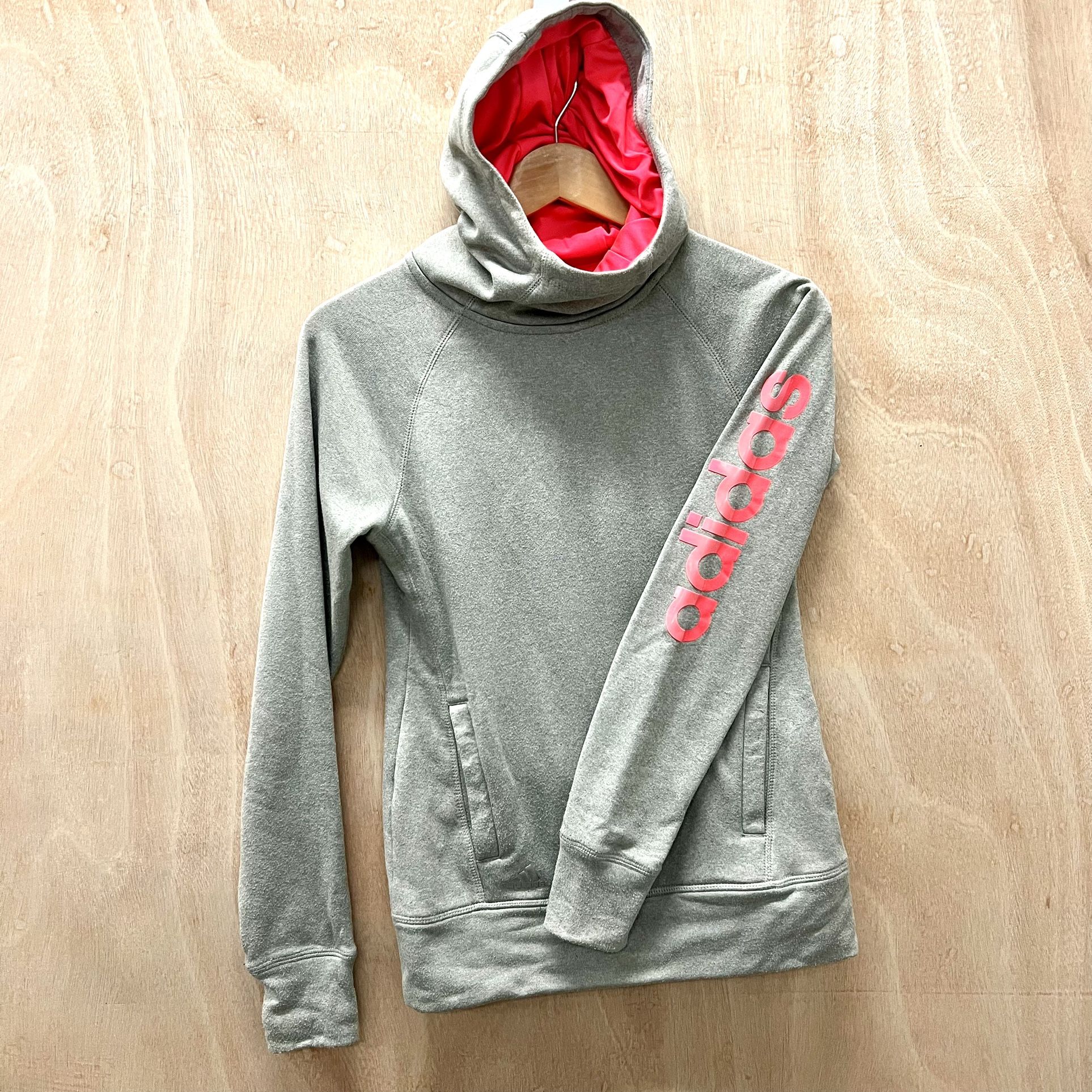 Adidas gray hoodie w/ hot pink accents