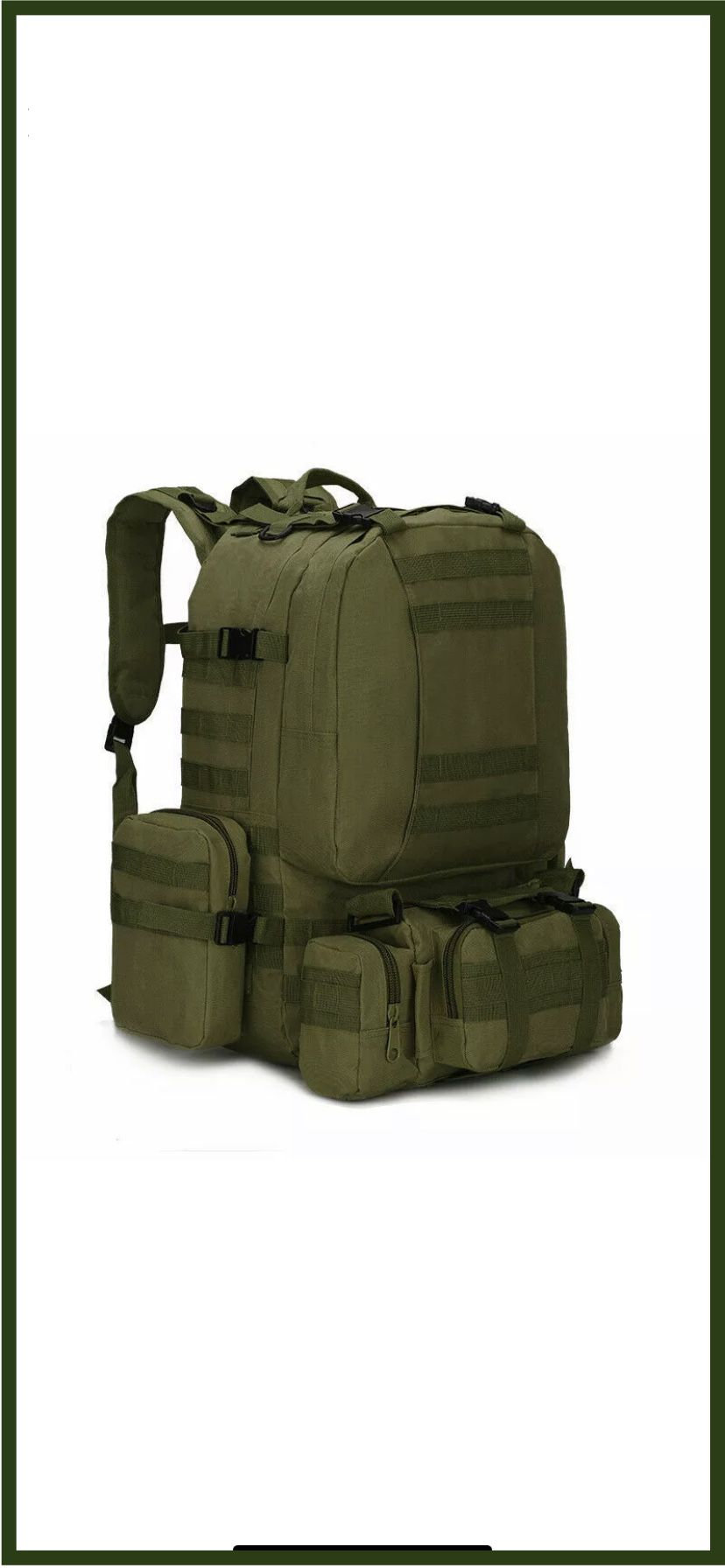 55L Outdoor Military Green Tactical Bag Camping Hiking Trekking Backpack Multi-Purpose