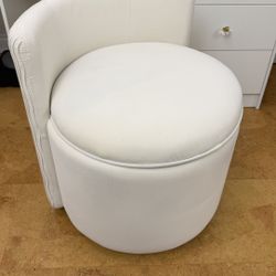 White Vanity Chair with Hidden Storage