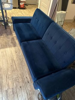Blue Velvet Tufted Futon Sofa