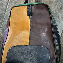 Italian Made Leather Multi Colored Backpack