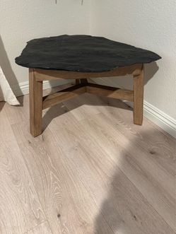 Modern Rustic Natural Slate & Wood Coffee / End Table