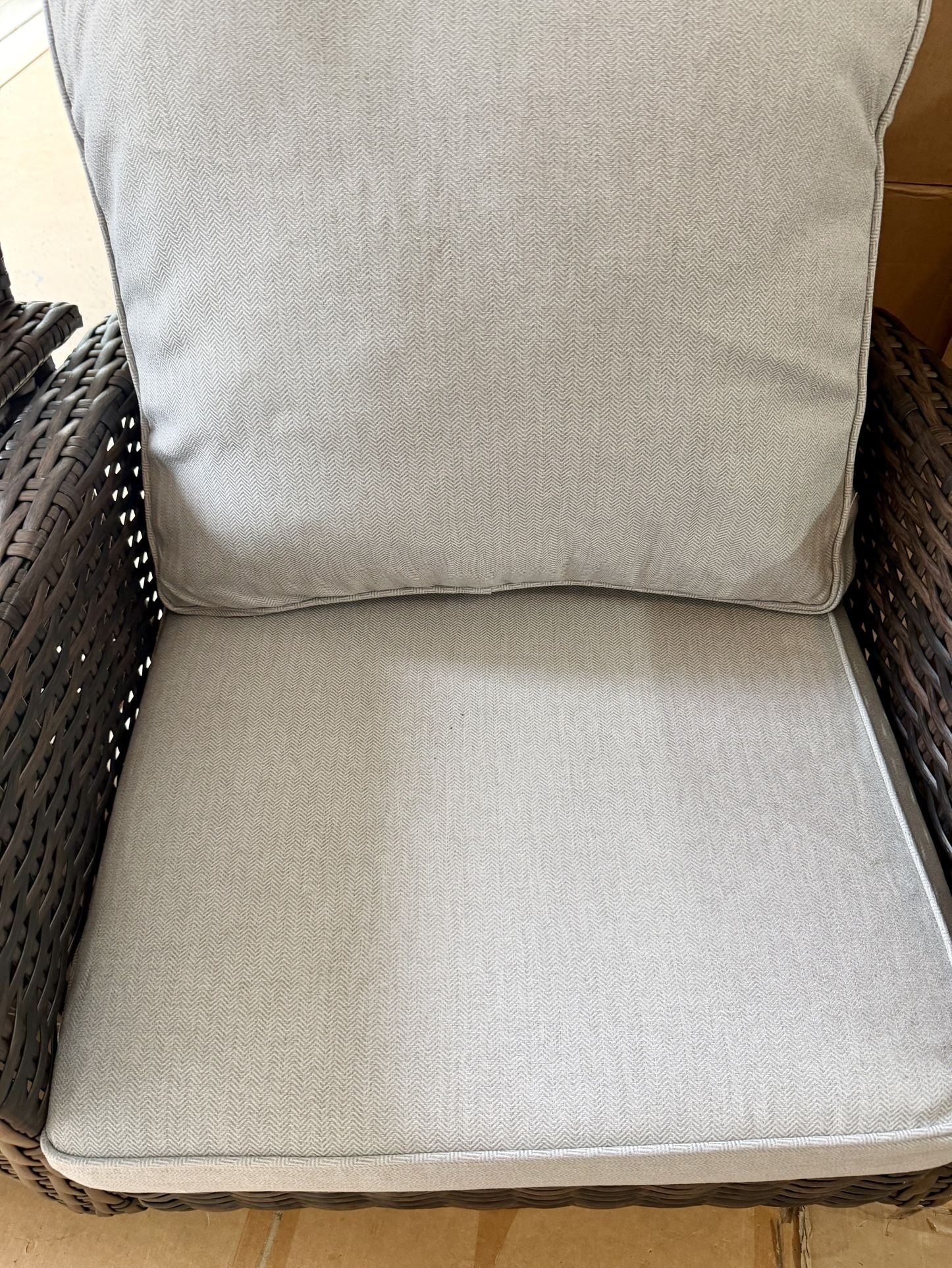 Brand New Patio Wicker Swivel Chairs Set of 2, Outdoor High Back Chairs with 5.5" Waterproof Cushions, Outdoor Furniture Set for Deck Porch and Yard, 