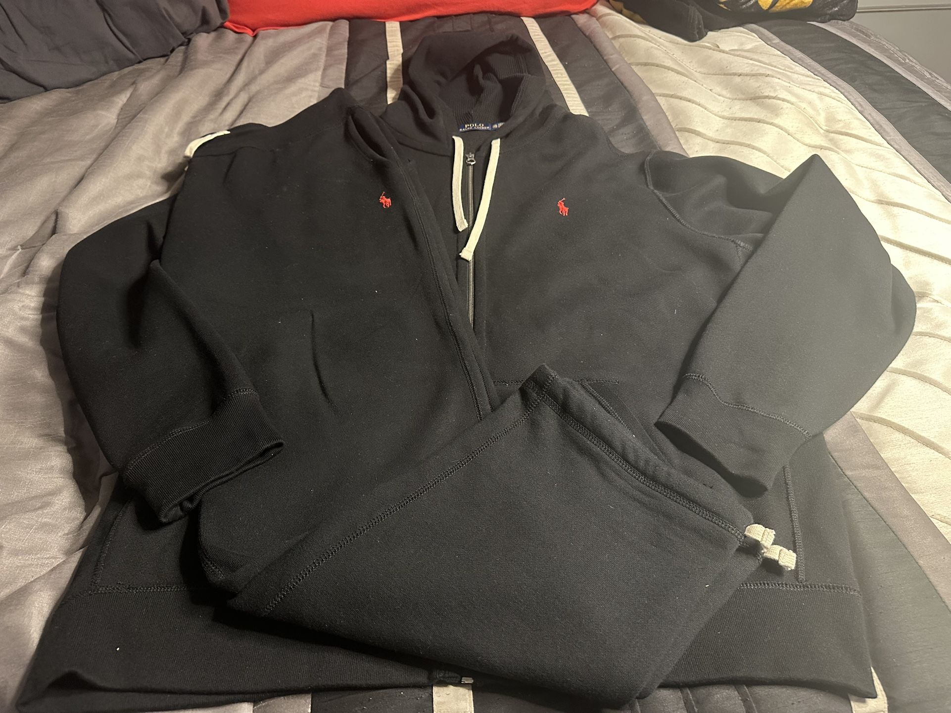Polo Ralph Lauren Black Full Zip Up Hoodie and Sweatpants Size (2XL)