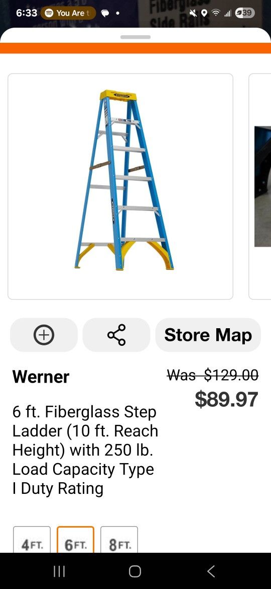 6ft Warner Ladder. Used But In Great Shape