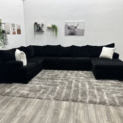 Black Sectional Couch - Free Delivery 