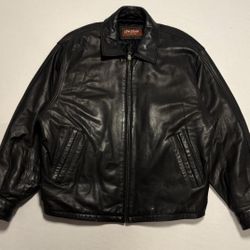 Vintage J. Peterman men's black leather jacket