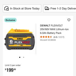 DEWALT FLEXVOLT 20V/60V MAX Lithium-Ion 6.0Ah Battery Pack