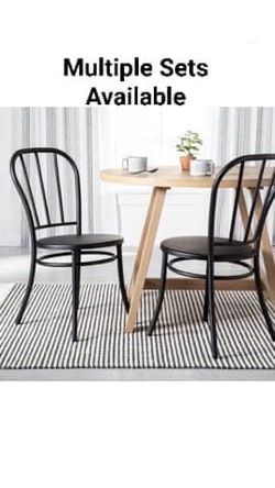 2pk Indoor/ Outdoor  Steel Bristol Dinning Chair Set Black- Hearth and Hand With Magnolia               ✨ CONDITION- NEW ✨             