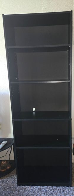 Black Tall Bookcase with Adjustable Shelves