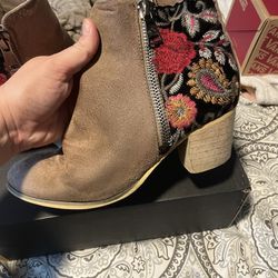Embroidered Ankle Boots