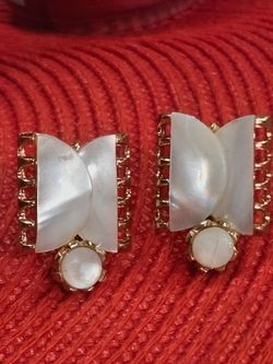 Rectangular Cut Natural Iridescent Mother-of-Pearl Shell Earrings
