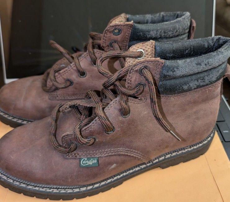 Womens Candies Brown Booties/ Shoes 10M With Leather Uppers. Basically New, Ankles Could Use Oil.