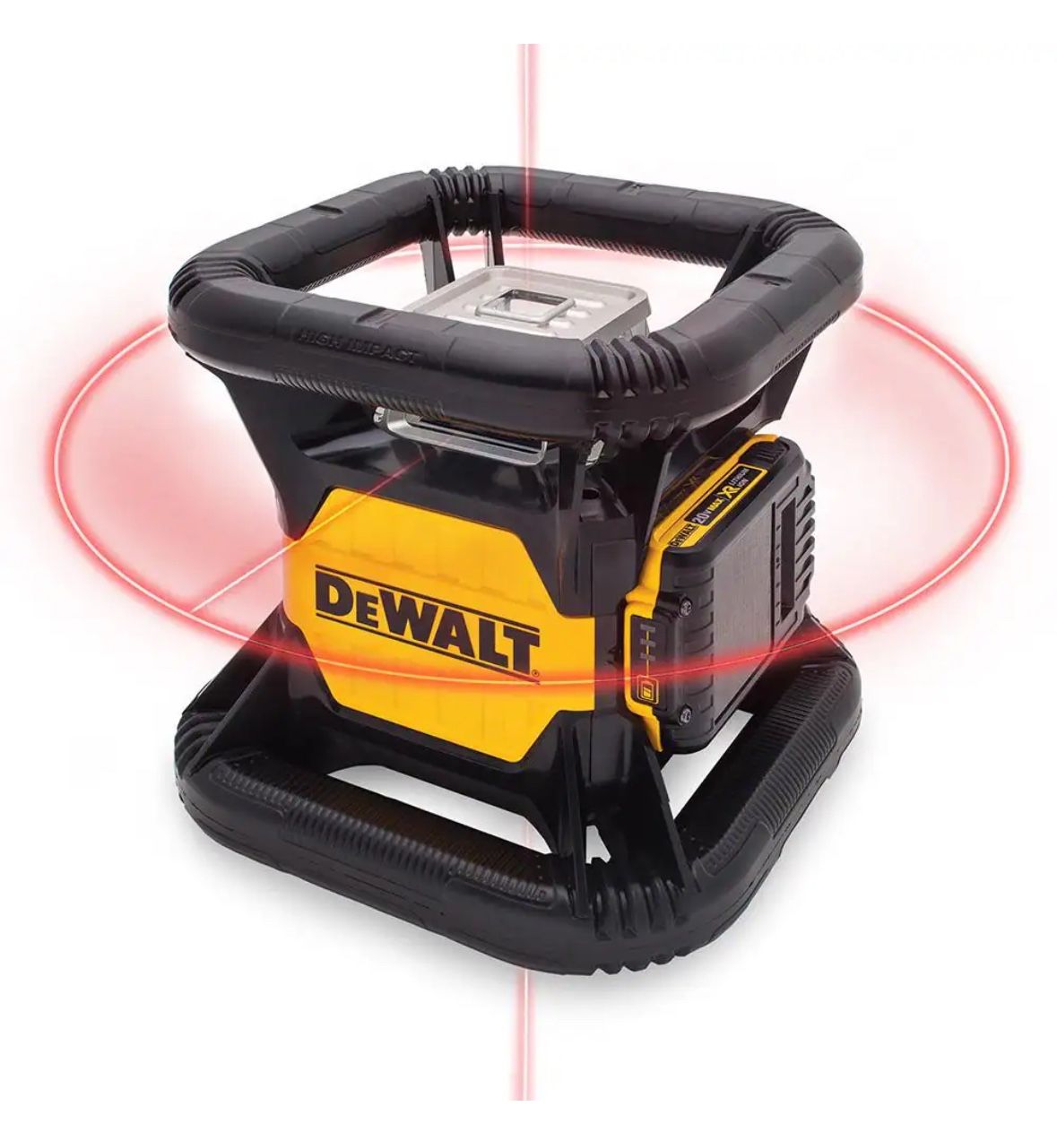 DEWALT 20V MAX Lithium Ion 200 ft. Red Self Leveling Rotary Laser Level with Detector 2.0Ah Battery Charger and TSTAK Case