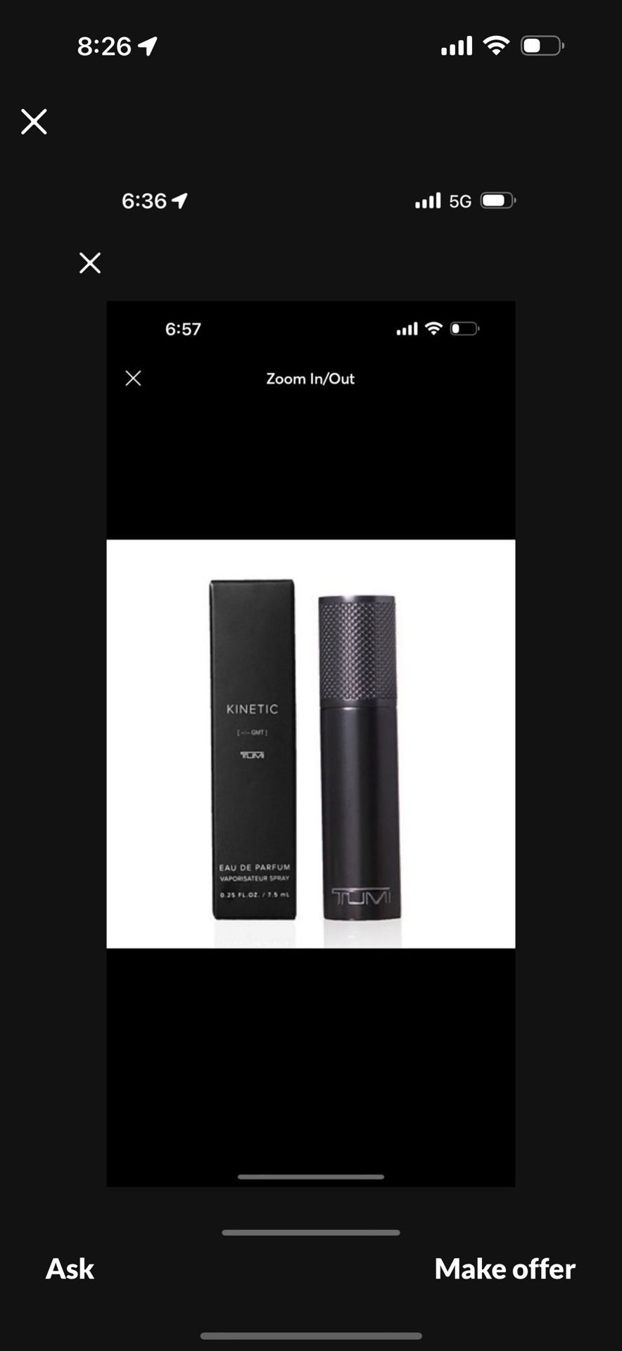 New Tumi Kenetic 7.5ml Fragrance in a box