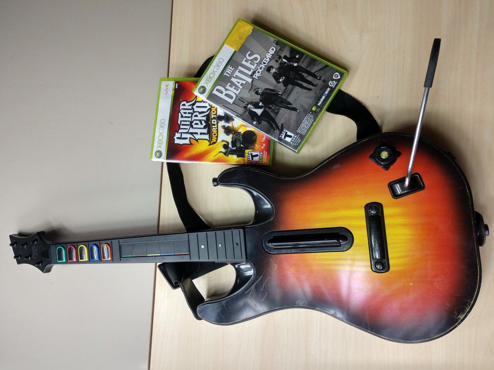 Guitar Hero World Tour Guitar and Two Games XBOX 360