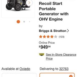 Briggs$ Stratton 6250 watt generator new on box