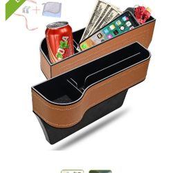 Jiaji Gap Filler Organizer, 2 Pack Multifunctional Car Seat Organizer, Auto Console Side Storage Box with Cup Holders 2 Seat Hooks for Drink, Car Orga