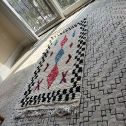 Handmade Moroccan Wool Rug – 3’11” x 2’1” | Boho Tribal Design 