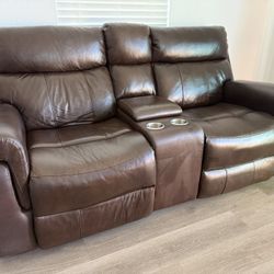 Faux brown leather electric recliners