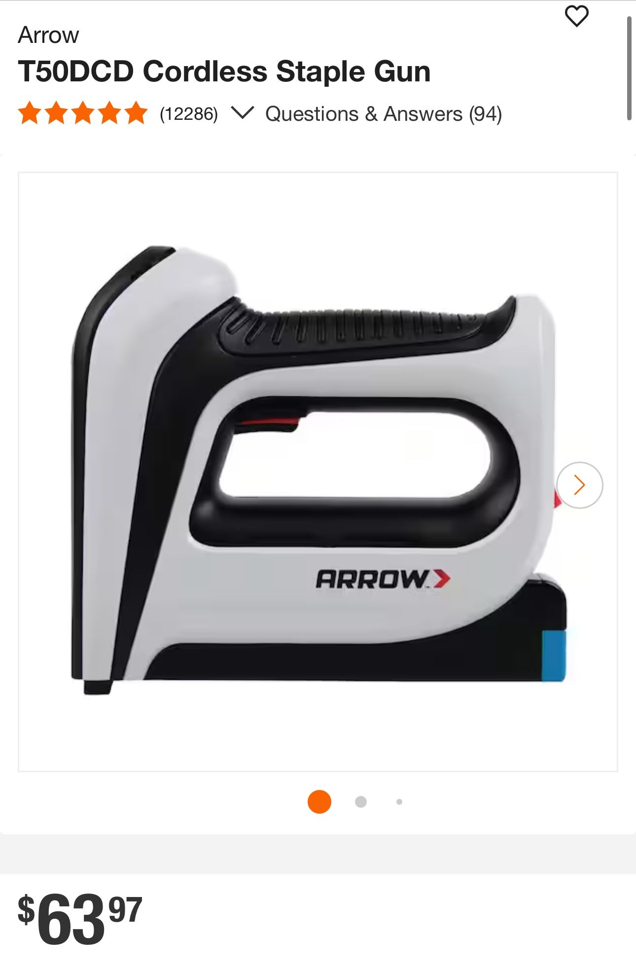 Arrow T50DCD Cordless Staple Gun