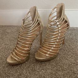 Charloette Russe gold heel (open toe) size 8
