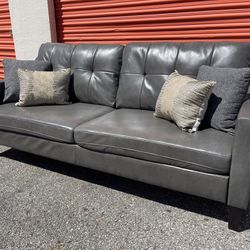 New Sofa Couch Grey Faux Leather 
