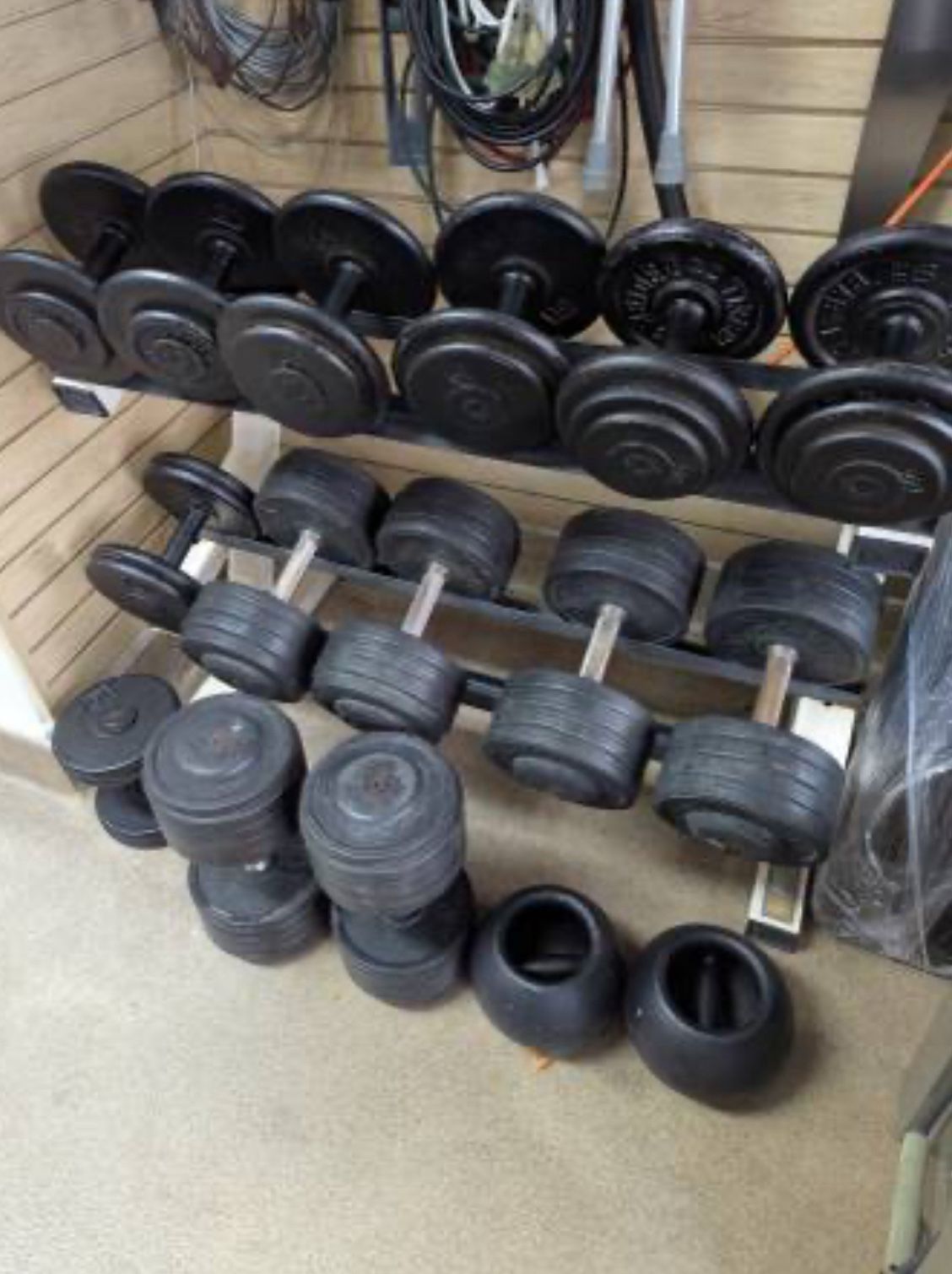 Vintage Weider Billard Barbell And Tribar Dumbbells