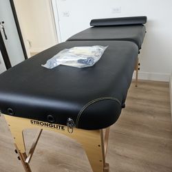 STRONGLITE Portable Massage Table Package Olympia - All-In-One Treatment Table w/ Adjustable Face Cradle, Pillow, Half Round Bolster & Carrying Case, 