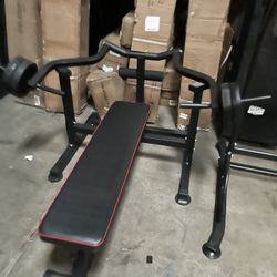 Bench Press Set Chest Press Machine with Independent Converging Arms and Dumbbell Rack 