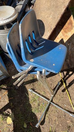 Blue Plastic School Chairs with Metal Legs
