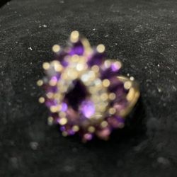 Amethyst Brazilian Ring 10 Kt Gold size 6