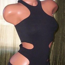 VICTORIA SECRET VERY SEXY BLACK HIGH NECK CUTOUT SIDES RAZORBACK TANK TOP SHIRT