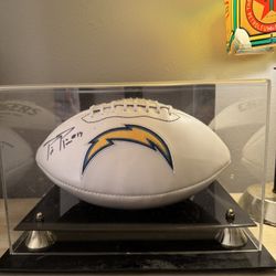 Signed Philip Rivers Football w/ Display Case