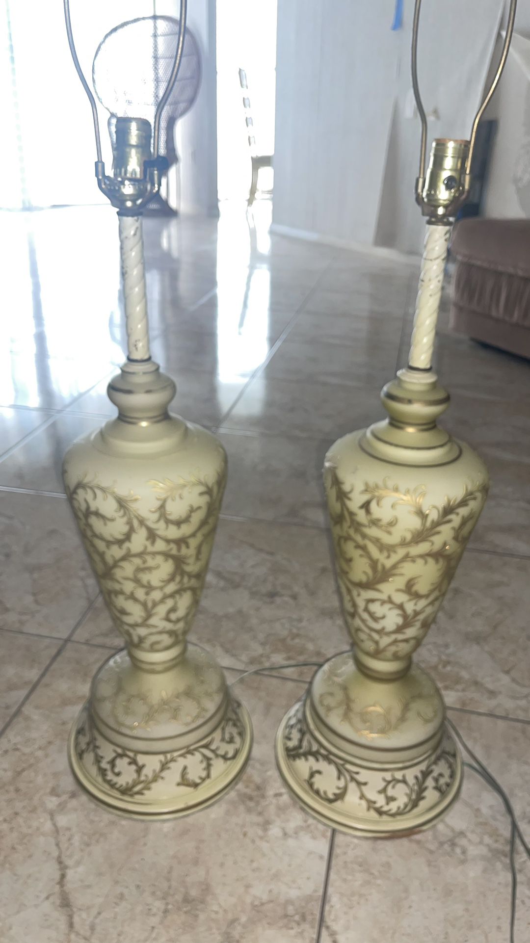 Vintage Glass Lamp Base (set Of 2 )