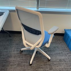 Blue and white office chair
