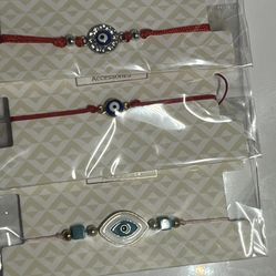 3 Evil Eye String Bracelets