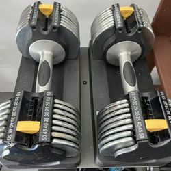 Adjustable dumbbells 50lbs With Stand Golds Gym Edition