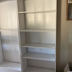Bookshelves -4 large, white, Sturdy 5-shelves