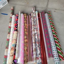 Assorted Wrapping Paper and Xmas Bows