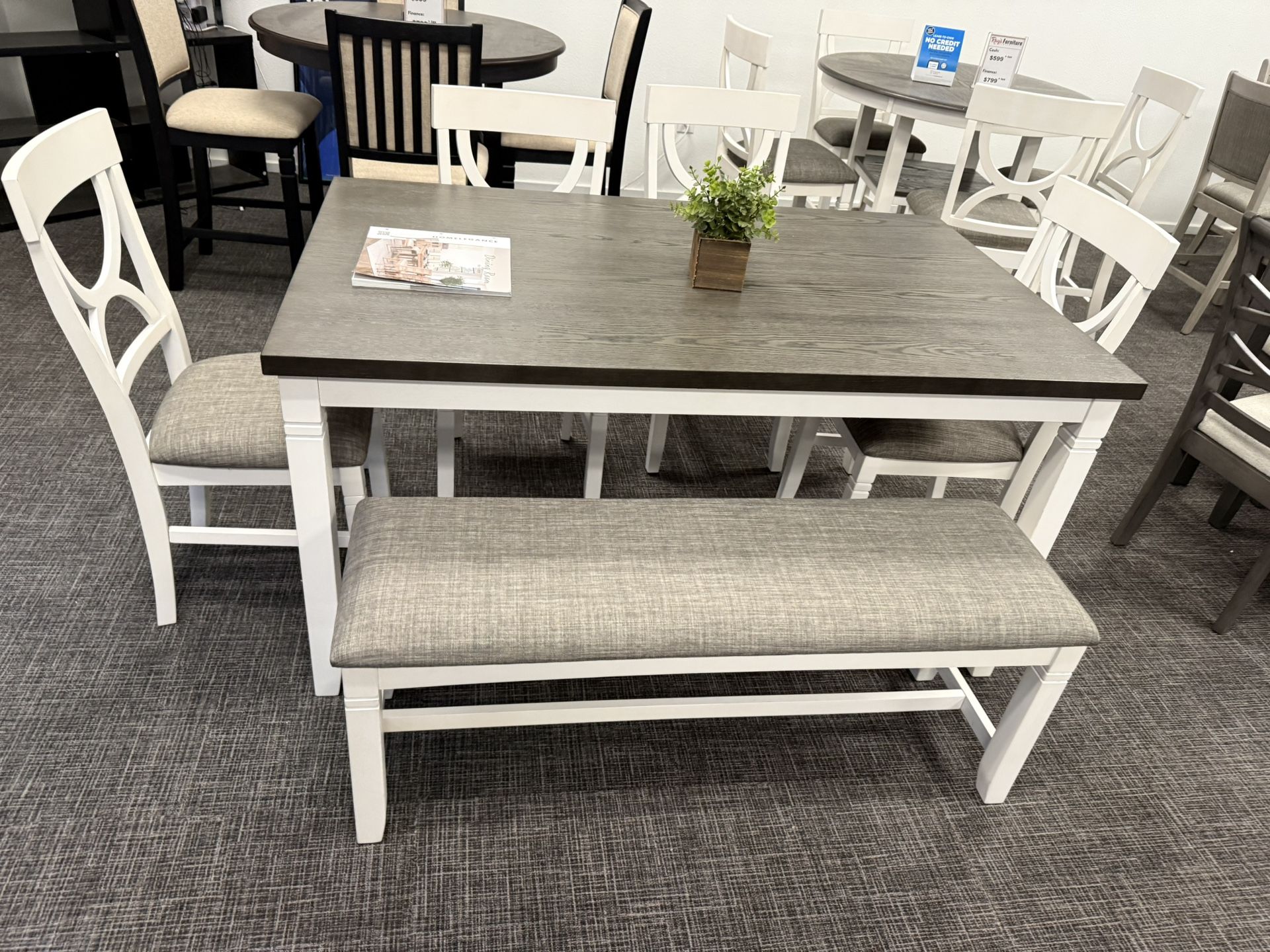 6pc Gray Dining Table Set – Free Delivery / Juego de Comedor Gris de 6 Piezas – Entrega Gratis