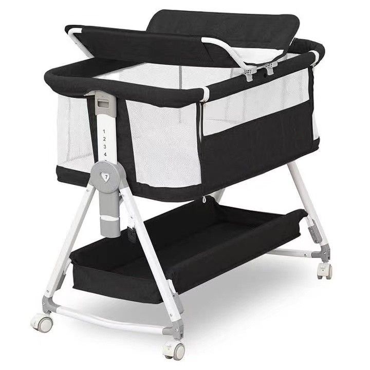 Baby Bassinet, 4 in 1 Bassinet with Diaper Changer, Bassinet Bedside Sleeper with Mattress, Bedside Bassinet with Wheels, Adjustable Bassinet for Newb