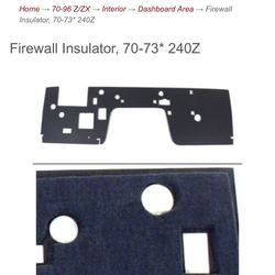 New Datsun 240z Firewall Insulator