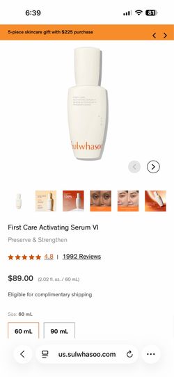 Sulwhasoo  First Care Activating Serum VI, 2 oz