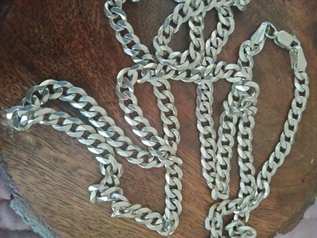 Sterling Silver Men Necklace 27 Inch Long