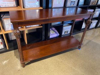 Dark Wood Console Table with Decorative Turned Legs