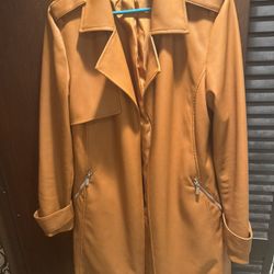 BAGATELLE women’s Carmel Brown Faux Leather Trenchcoat Jacket Size Medium 