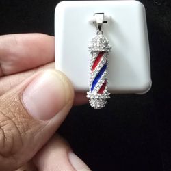 925 Sterling Silver Diamond Barber Pendant