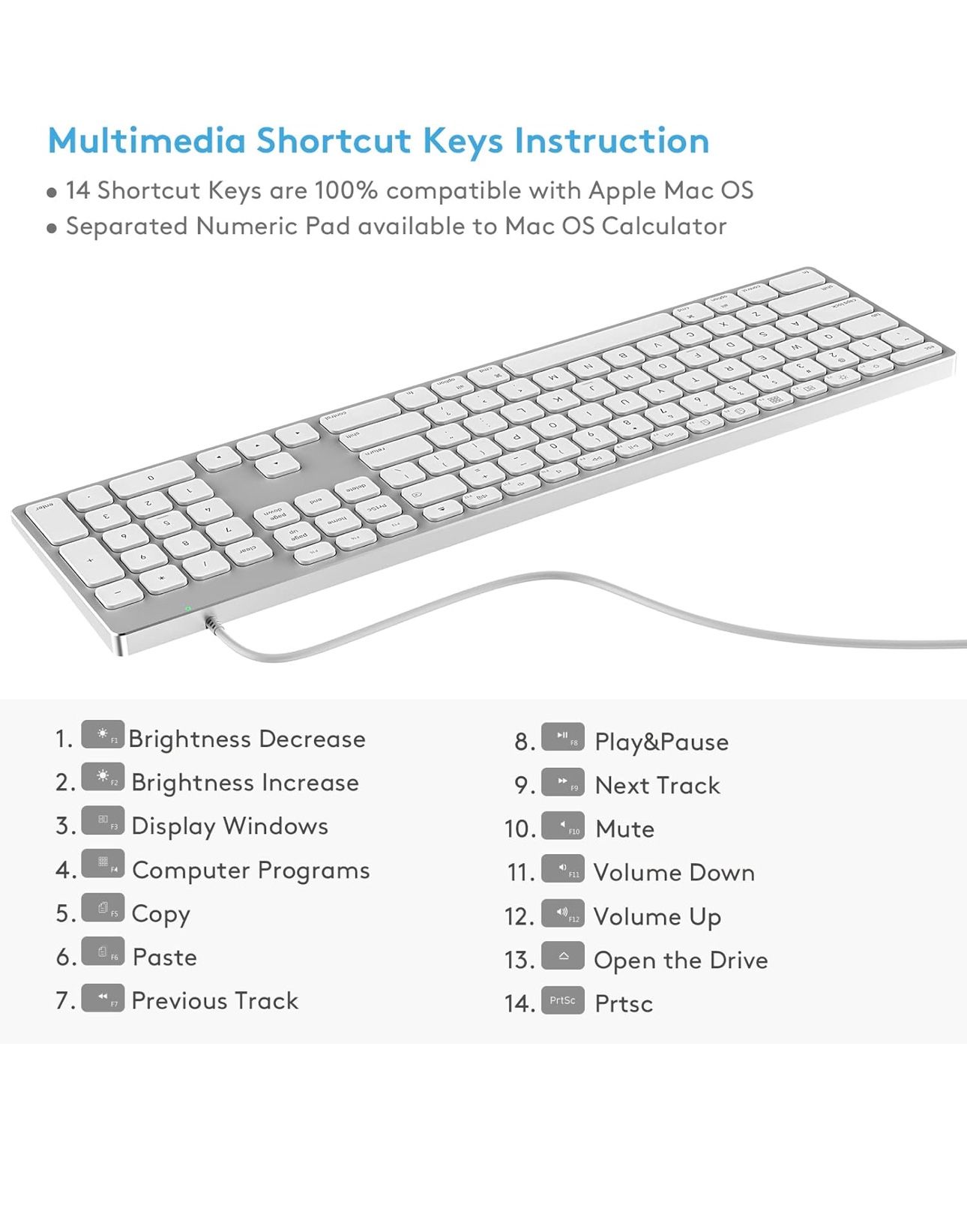All New Aluminum Wired Keyboard For Apple Mac