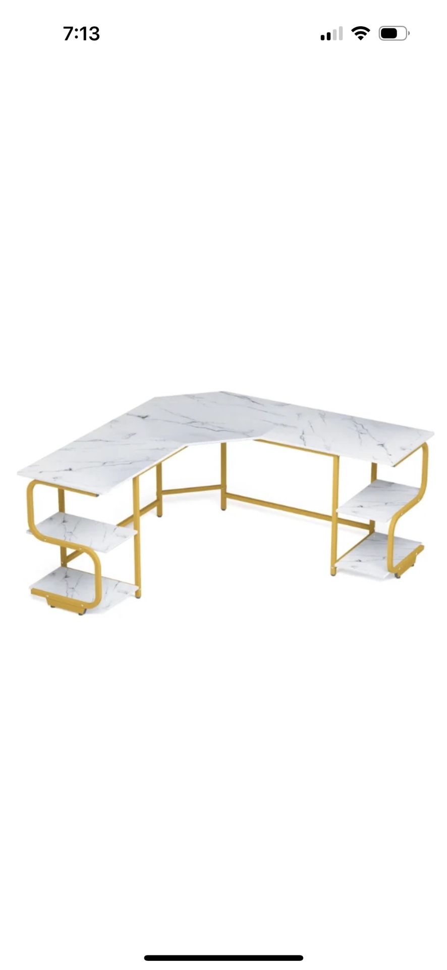 Aon L-Shaped Metal Base Computer Desk WHITE GOLD (Retail $209.99) | WAYFAIR **BRAND NEW IN BOX**